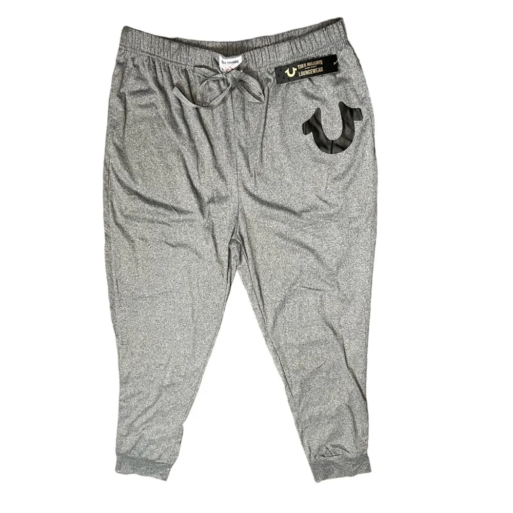 True Religion Men's Classic Logo Jogger Horseshoe Sweatpants Gray‎ Sz L (36-38)